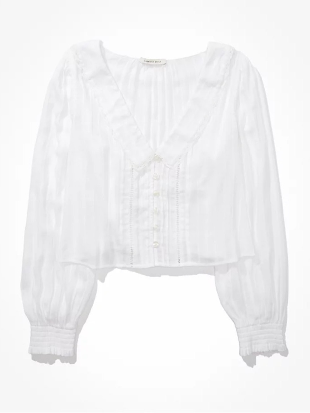 NWT / AE Chelsea Collar Button-Up Blouse in White - Picture 8 of 8